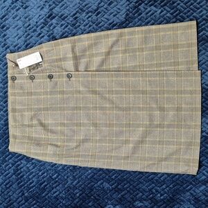 Uniqlo Side Button Checked Wrap Midi Skirt In Grey Size Large! NWT!